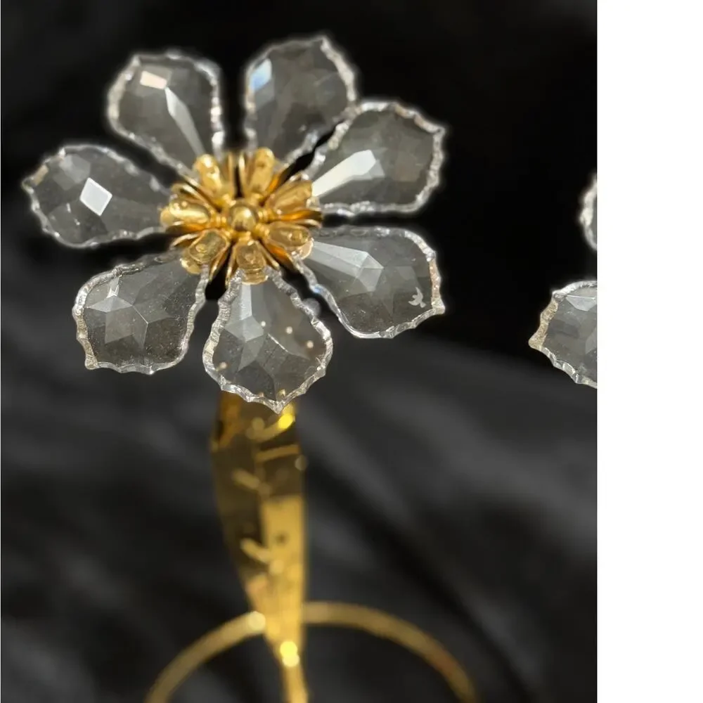 Asfour Egyptian Diamond Crystal Flower 24K Gold-Plated - Set of 2 - 7